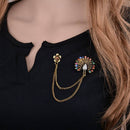 Retro Clothing Creative Fashion Chain Ancient Golden Peacock Tassel Thorn H J5G9