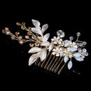 Women Hairpin Hair Comb Clip Floral Head Piece Crystal Flower Bride Hair Pi
