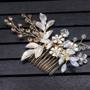 Women Hairpin Hair Comb Clip Floral Head Piece Crystal Flower Bride Hair Pi