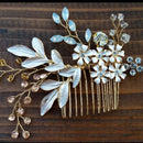 Women Hairpin Hair Comb Clip Floral Head Piece Crystal Flower Bride Hair Pi