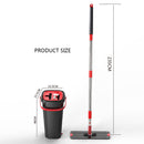 Flat Floor Mop and Bucket Set Handfree Wringing Cleaning System  Home Wash & Dry
