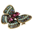 Ladies Women Alloy Diamond Cute Insect Brooch Butterflies M7Y4