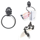 Retro Vintage Toilet Paper Towel Holder Cast Iron Rustic Black Lavatory