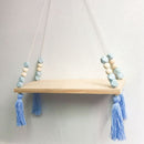 Wooden Wall shelf Hanging Tassel Children baby Nordic Style Wall Frame blue I1O4