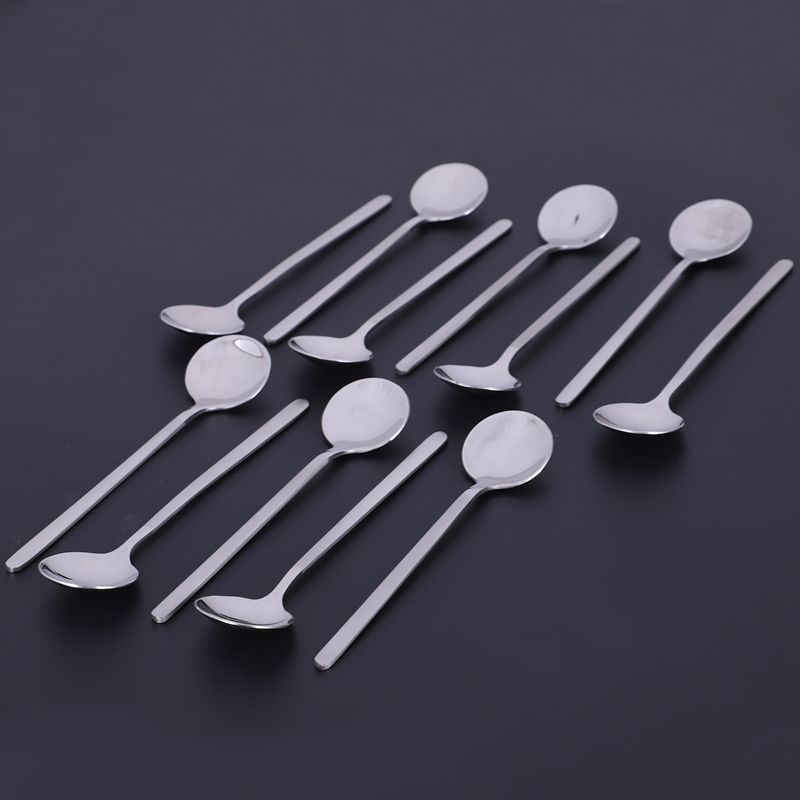12pcs/Set Round Shape Coffee Spoon Stainless Steel Mini Teaspoons Sugar Des S5Q4