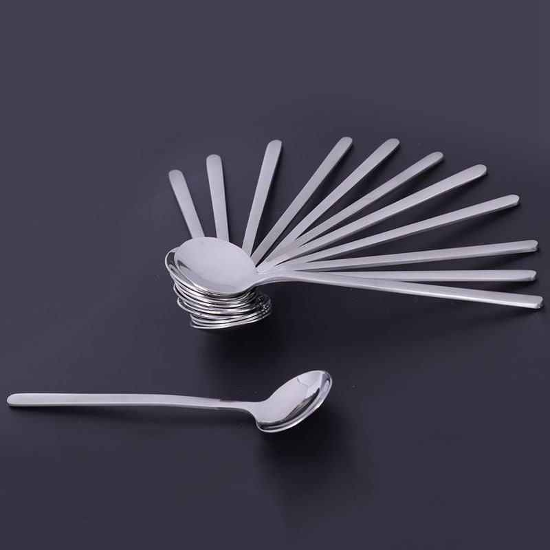 12pcs/Set Round Shape Coffee Spoon Stainless Steel Mini Teaspoons Sugar Des S5Q4