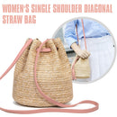Summer Straw Bucket Bag Weave Purse Handbag Fringe Bohemian Bag Pouch pink G6Z4