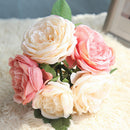 5 head silk rose multilayer artificial flower wedding hand flower bouquet h Y8G2