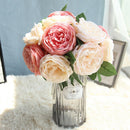 5 head silk rose multilayer artificial flower wedding hand flower bouquet h Y8G2