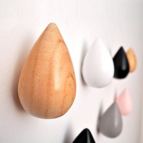 Honana HN-48 Brief Water Drop Shaped Hook Wooden Decorative Wall Mounted Hanger Bedroom