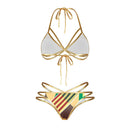 2pcs Creative Digital Print Bandage Bikini Sexy Backless Triangular Split S P1A7