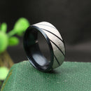 Black Stripe Stainless Steel Cool Men Ring Jewelry Best Gift