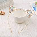 Cat Ears Tiara Headband for Women Hair Rhinestone Princess Hollow Hairband  Z5T1