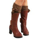 Socks,Women Leg Warmers Knitted Crochet Long Socks (Khaki) M2S6