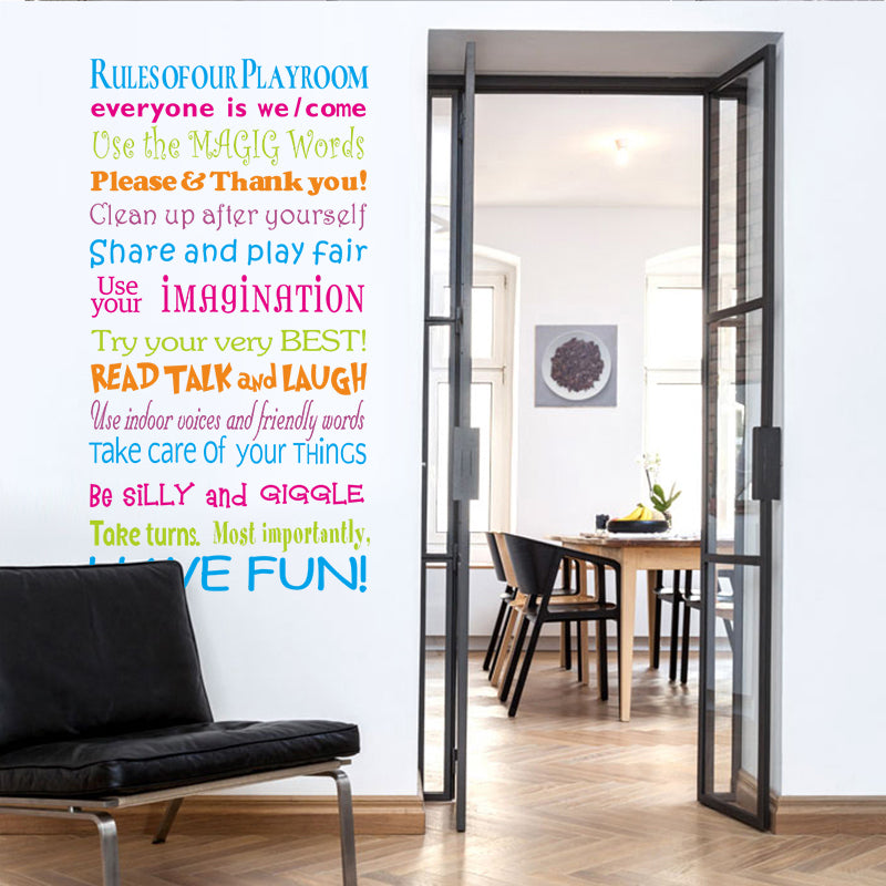 Miico FX1248 House Rules Wall Sticker Letter Proverbs Decorative Sticker Bedroom Decoration