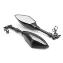 Universal 8mm 10mm Motorcycle Rear View Mirror With LED Turn Signal Light Street Bike Indicator Light