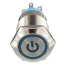 5 Pin 19mm LED Silver Steel Push Button Latching Power Switch Waterproof 12V