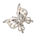 1X Fashion Elegant Butterfly Pearls Wedding Bridal Brooch Pin Covered Scarv Q4E6