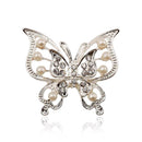 1X Fashion Elegant Butterfly Pearls Wedding Bridal Brooch Pin Covered Scarv Q4E6
