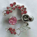 Pink Butterfly Flower Belly Ring Navel Studs Body Piercing Jewelry E8U5