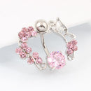 Pink Butterfly Flower Belly Ring Navel Studs Body Piercing Jewelry E8U5