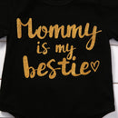 Newborn Baby Girls Clothes Floral "Mommy is My bestie" Bodysuit Romper +hea J9U4
