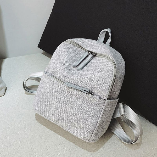 Ladies handbag straw woven modern boho beach linen shoulder bags (gray) H7J7