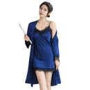 Sexy Autumn That Occupy The Home Women Silk Pajamas Suits Removable Bra Paj V3B5