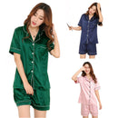 Women Plus Size Short Sleeve Sleepwear Homewear Night Wear V-neck Pajamas S A9L9