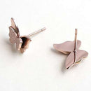 Fashion Lady Titanium Steel Double Butterfly Necklace Earring Set B1V2