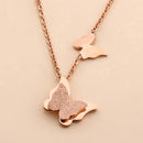 Fashion Lady Titanium Steel Double Butterfly Necklace Earring Set B1V2