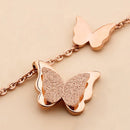 Fashion Lady Titanium Steel Double Butterfly Necklace Earring Set B1V2