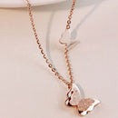 Fashion Lady Titanium Steel Double Butterfly Necklace Earring Set B1V2