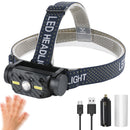 BORUIT 10W 800LM L2+2xCOB Headlamp Power Display 10 Modes USB Charging Sensing Cycling Night Warning Light