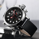 MEGIR 2090 Fashion Men Digital Watch Chronograph Luminous Display Waterproof Leather Strap Dual Display Watch
