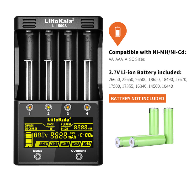 LiitoKala lii-500S LCD Screen Display Smartest Lithium And NiMH Battery Charger 18650 26650
