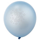 10X Blue Boy 2nd Birthday Party 12" Pearlised Latex Printed blue M6B1