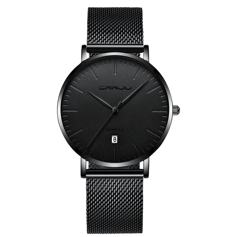 CRRJU 2269 Men Full Steel Simple Dial Date Display Quartz Watch