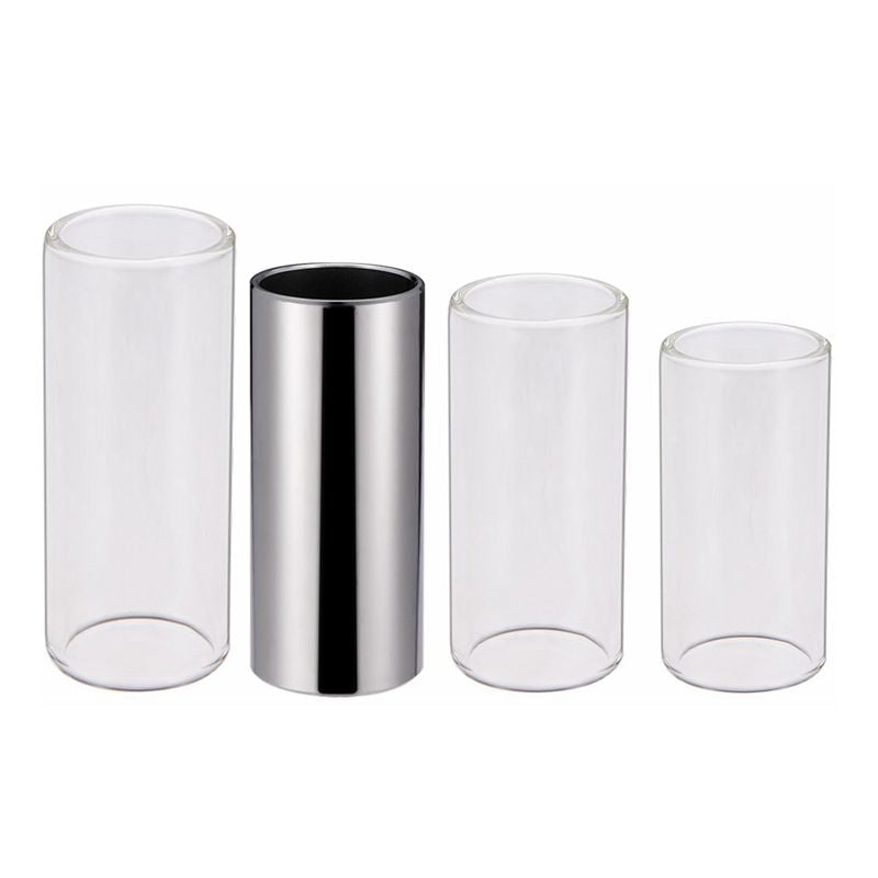 Guitar Slides Set Includes 3 Size Glass Slide, 1 Piece Stainless Steel Slid
