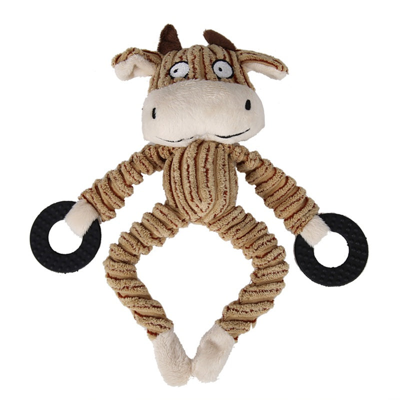 Funny Pet Dog Toys Chew Squeaky Toys Chewing Sound Molar Bite Cow Shape ToysO5V9