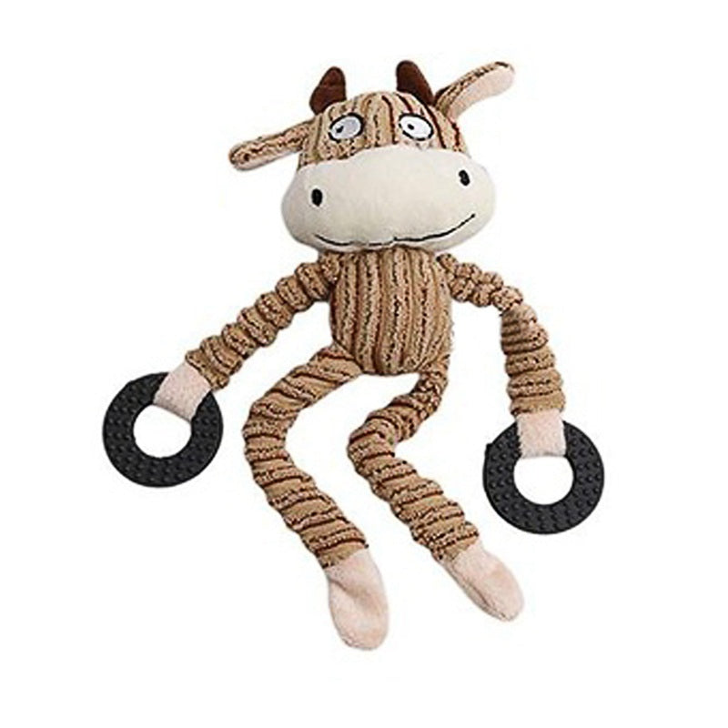 Funny Pet Dog Toys Chew Squeaky Toys Chewing Sound Molar Bite Cow Shape ToysO5V9
