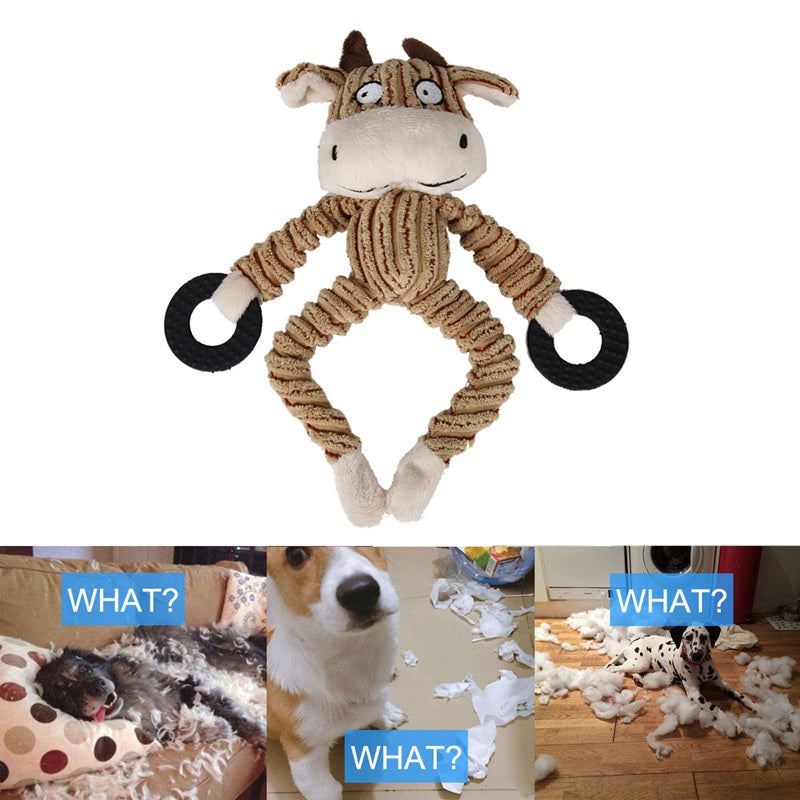 Funny Pet Dog Toys Chew Squeaky Toys Chewing Sound Molar Bite Cow Shape ToysO5V9