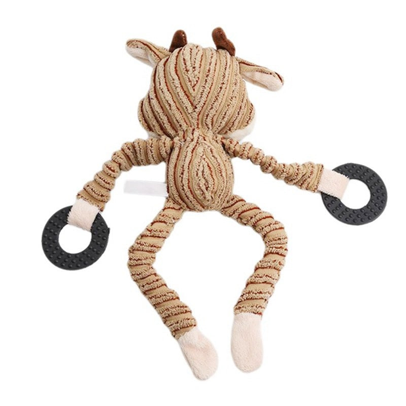 Funny Pet Dog Toys Chew Squeaky Toys Chewing Sound Molar Bite Cow Shape ToysO5V9