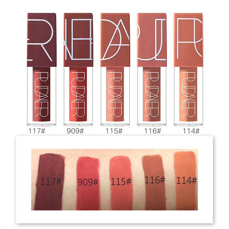 pudaier brand matte liquid lipstick set nude brown chocolate rose lipstick  X3L1