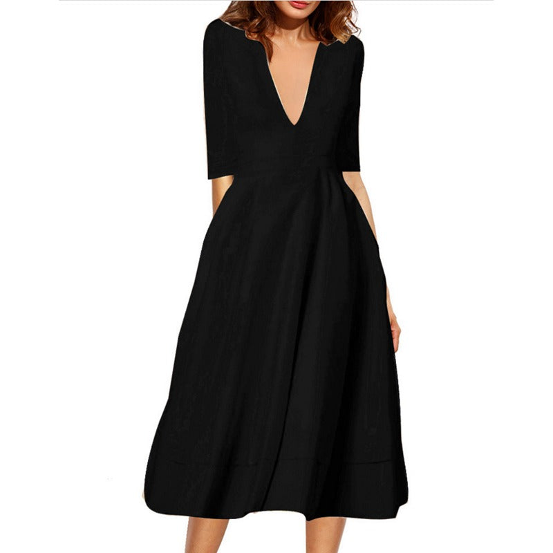 Autumn Summer winter Women Half Sleeve Dress Elegant Ball Gown Dress Sexy D T3A6