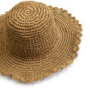 New beige Women's hand-woven large hat outdoor leisure sun hat sun hat beac D7M1