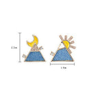Earrings Triangular Moon Earrings Color Asymmetrical Earrings Temperament OrL7D5