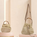 New Drawstring Women's Straw Bucket Bag Summer Woven Shoulder Bags