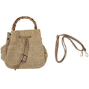New Drawstring Women's Straw Bucket Bag Summer Woven Shoulder Bags