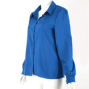 Women Solid Long Sleeve Elegant Shirt Office Casual Turn-down Collar Blouse U3Q5